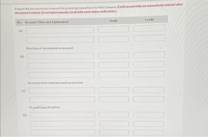 Solved Flint Company Produces A Product In Two Departments Chegg
