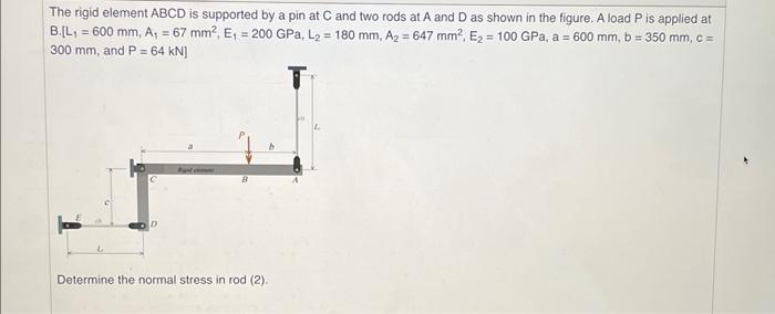 Solved The rigid element ABCD is supported by a pin at C and | Chegg.com