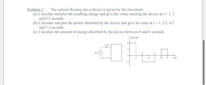 Solved Problem 2: The current flowing into a device is given | Chegg.com