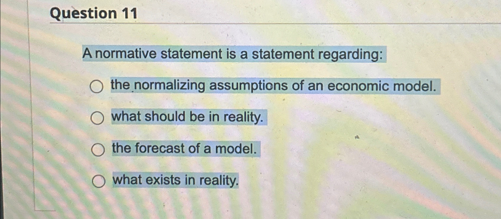 Solved Question 11A normative statement is a statement | Chegg.com