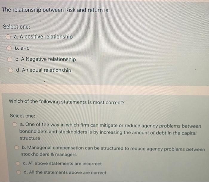 what relationship does risk have to return quizlet