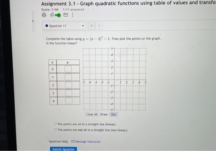 Solved Assignment 3.1 - Graph quadratic functions using | Chegg.com