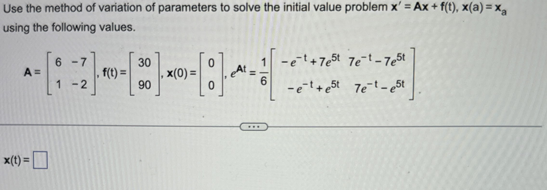 Solved Use the method of variation of parameters to solve | Chegg.com
