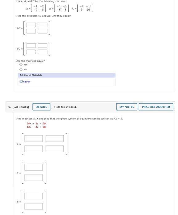 Solved A=[−4−9−2−9]B=[−5−8−3−8]C=[−77−1010] Find the | Chegg.com