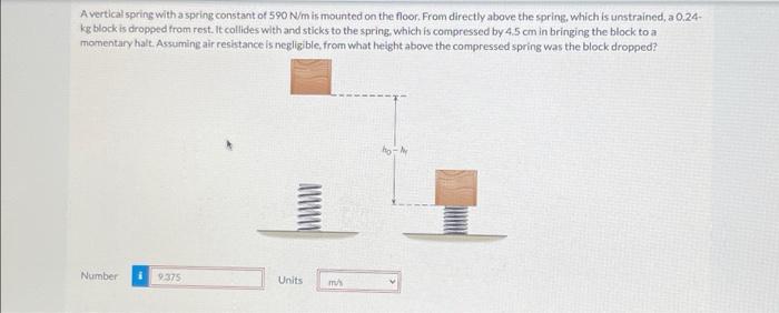 Solved A vertical spring with a spring constant of 590 N/m | Chegg.com