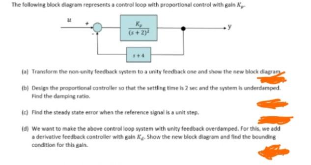 (a) Tranform the non-unity feedback system to a unity | Chegg.com