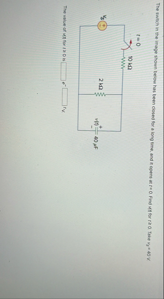 Solved The switch in the image shown below has been closed | Chegg.com