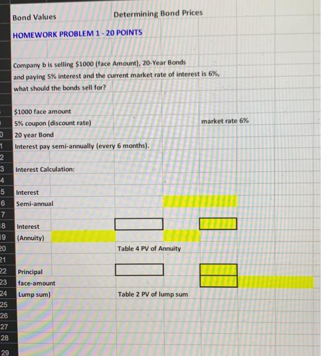 Solved Bond Values Determining Bond Prices HOMEWORK PROBLEM | Chegg.com