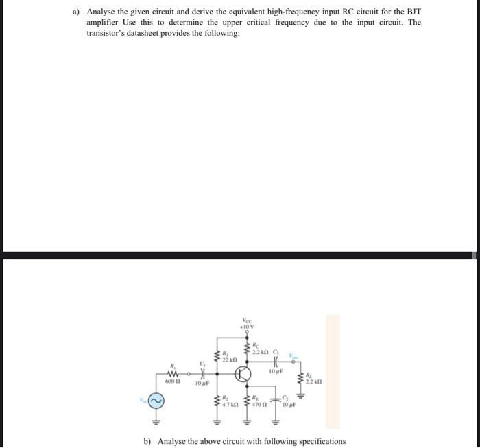 Solved A) Analyse The Given Circuit And Derive The | Chegg.com