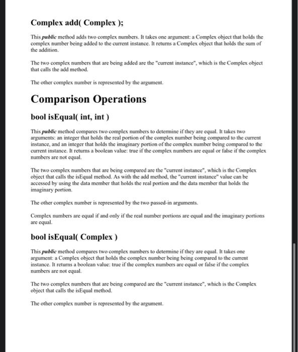 Solved Complex add( Complex ); This public method adds two | Chegg.com