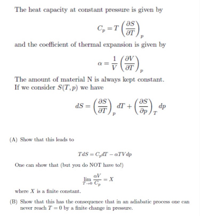 Solved The heat capacity at constant pressure is given by ,