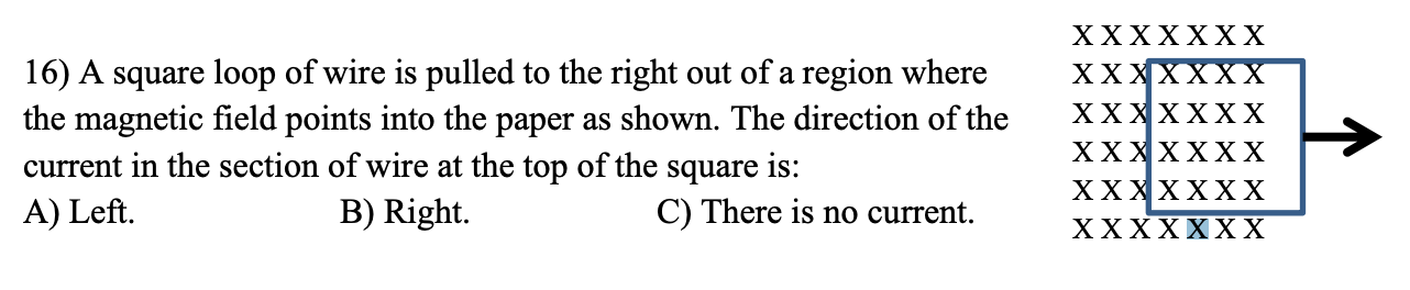 Solved A square loop of wire is pulled to the right out of a | Chegg.com