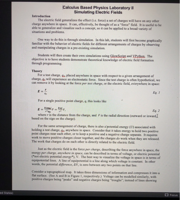 Calculus Based Physics Laboratory II Simulating | Chegg.com