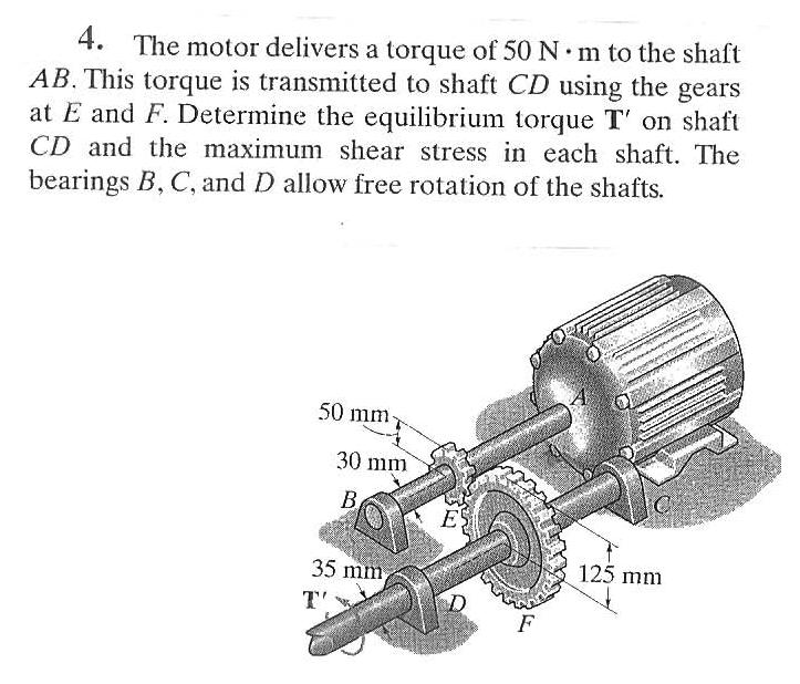 The motor delivers a torque of 50 N . m to the shaft