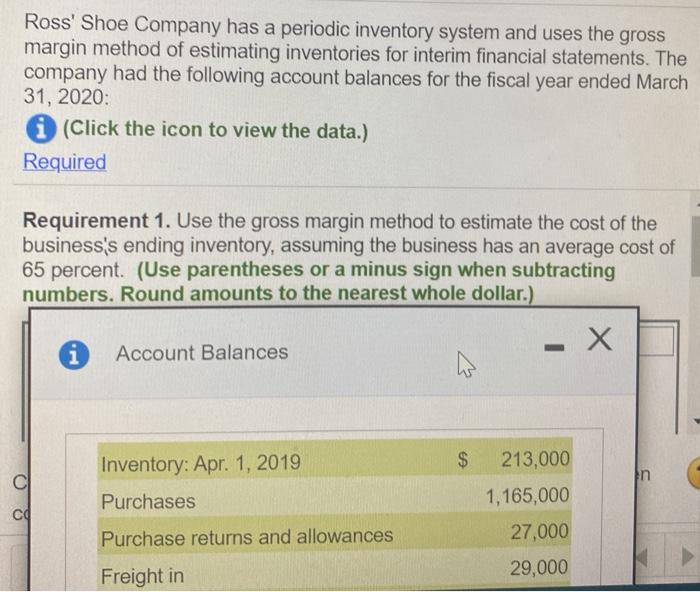 Solved Ross' Shoe Company has a periodic inventory system | Chegg.com