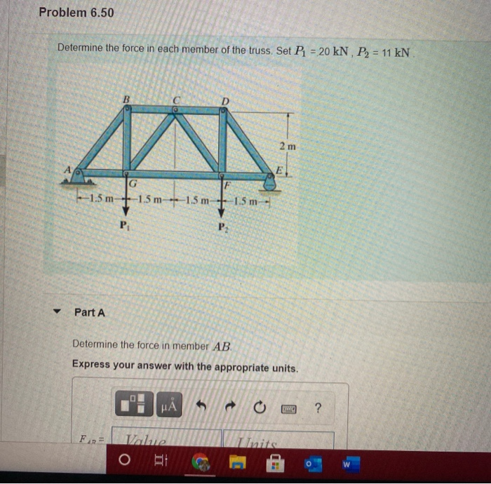 Solved Problem 6.50 Determine the force in each member of | Chegg.com
