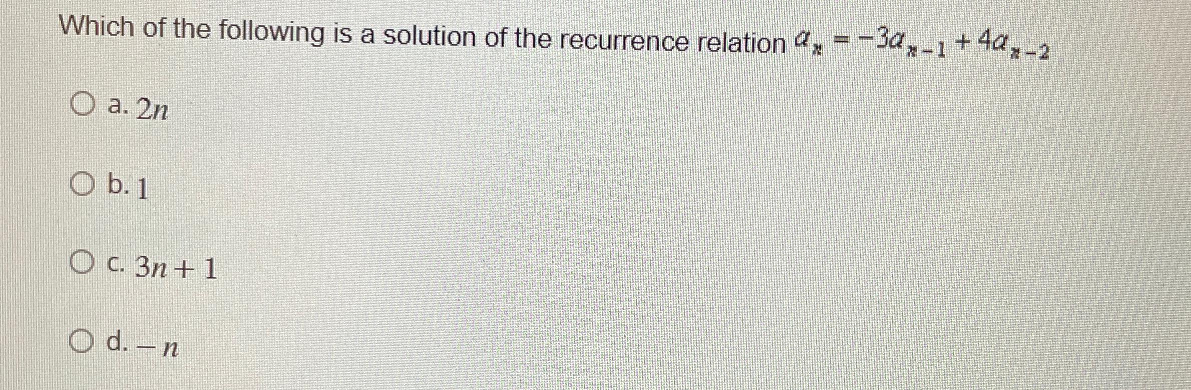 Solved Which of the following is a solution of the | Chegg.com