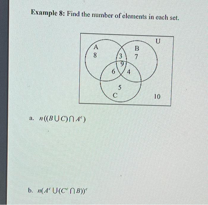 Solved Example 8: Find the number of elements in each set. | Chegg.com