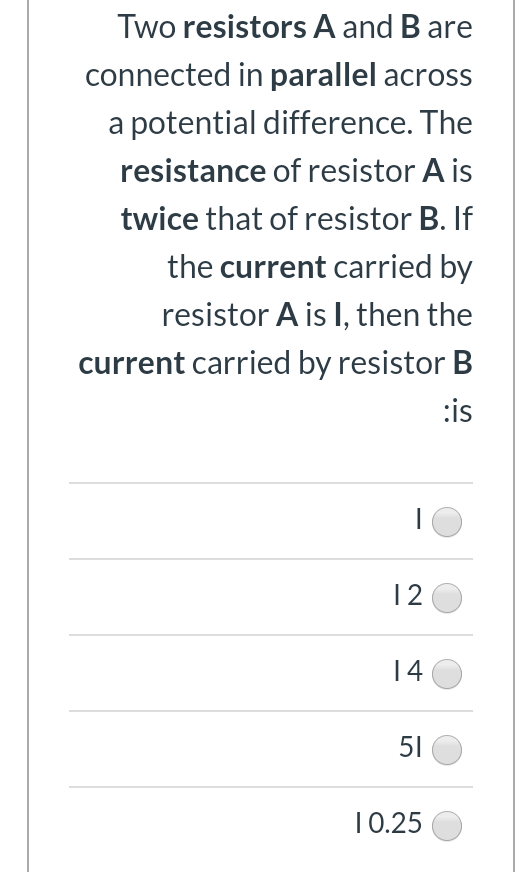 Solved Two Resistors A And B Are Connected In Parallel | Chegg.com