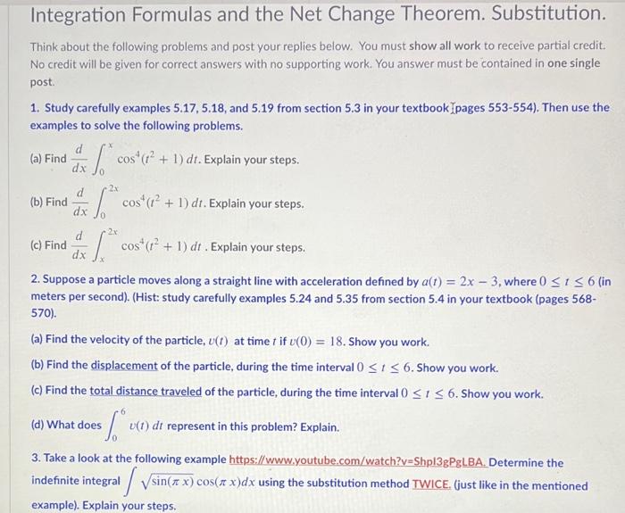 Solved Integration Formulas and the Net Change Theorem.