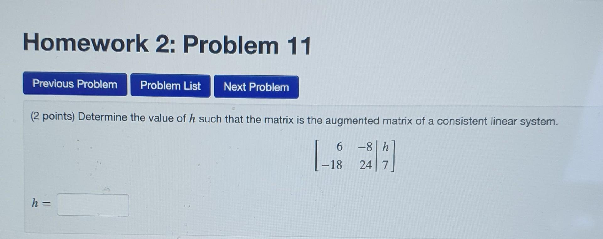 Solved Homework 2: Problem 11 Previous Problem Problem List | Chegg.com