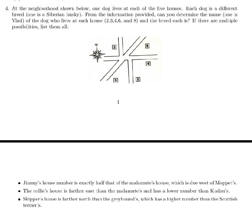 Solved 4. At The Neighborhood Shown Below, One Dog Lives At | Chegg.com