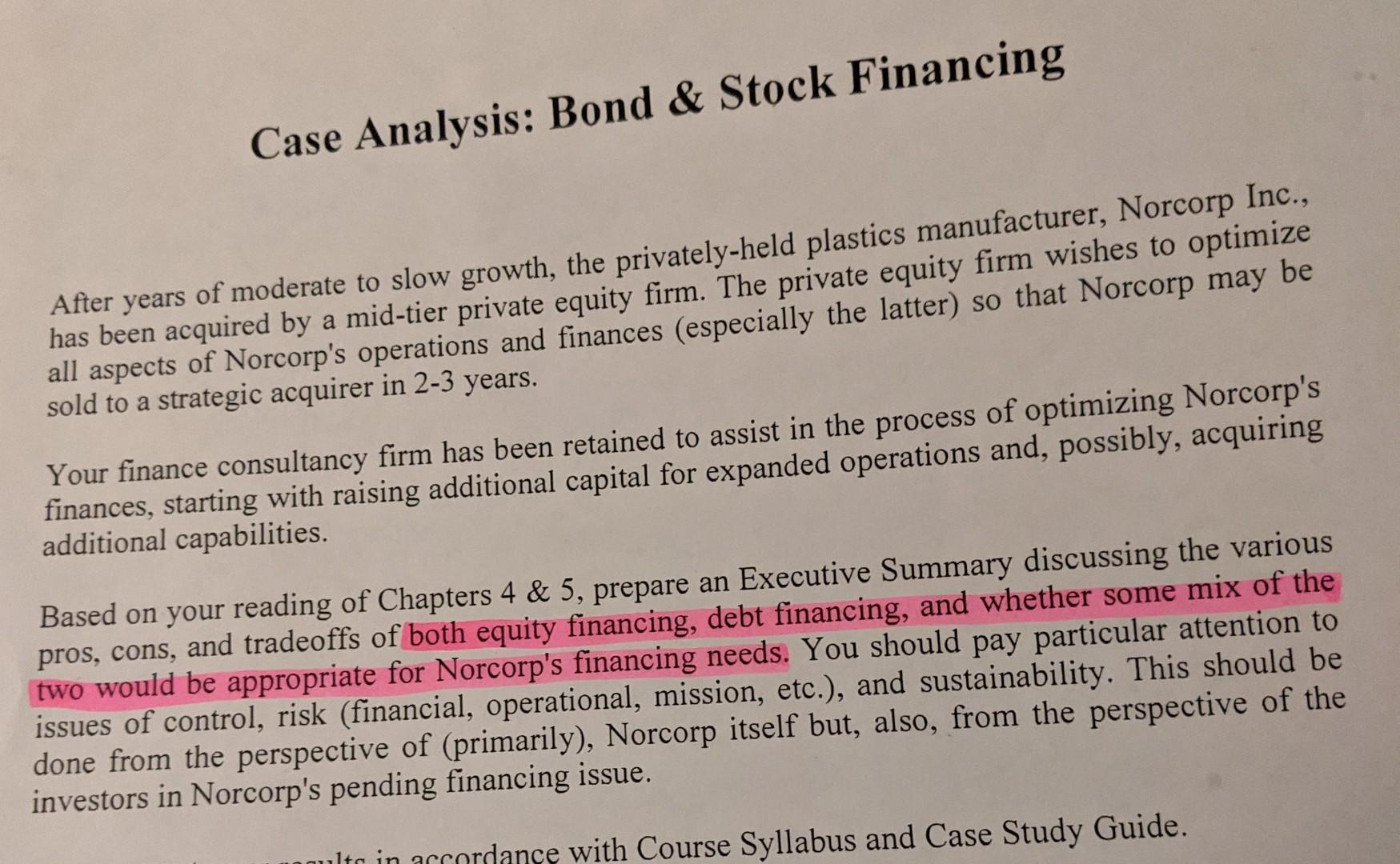 Case Analysis: Bond & Stock Financing After years of | Chegg.com