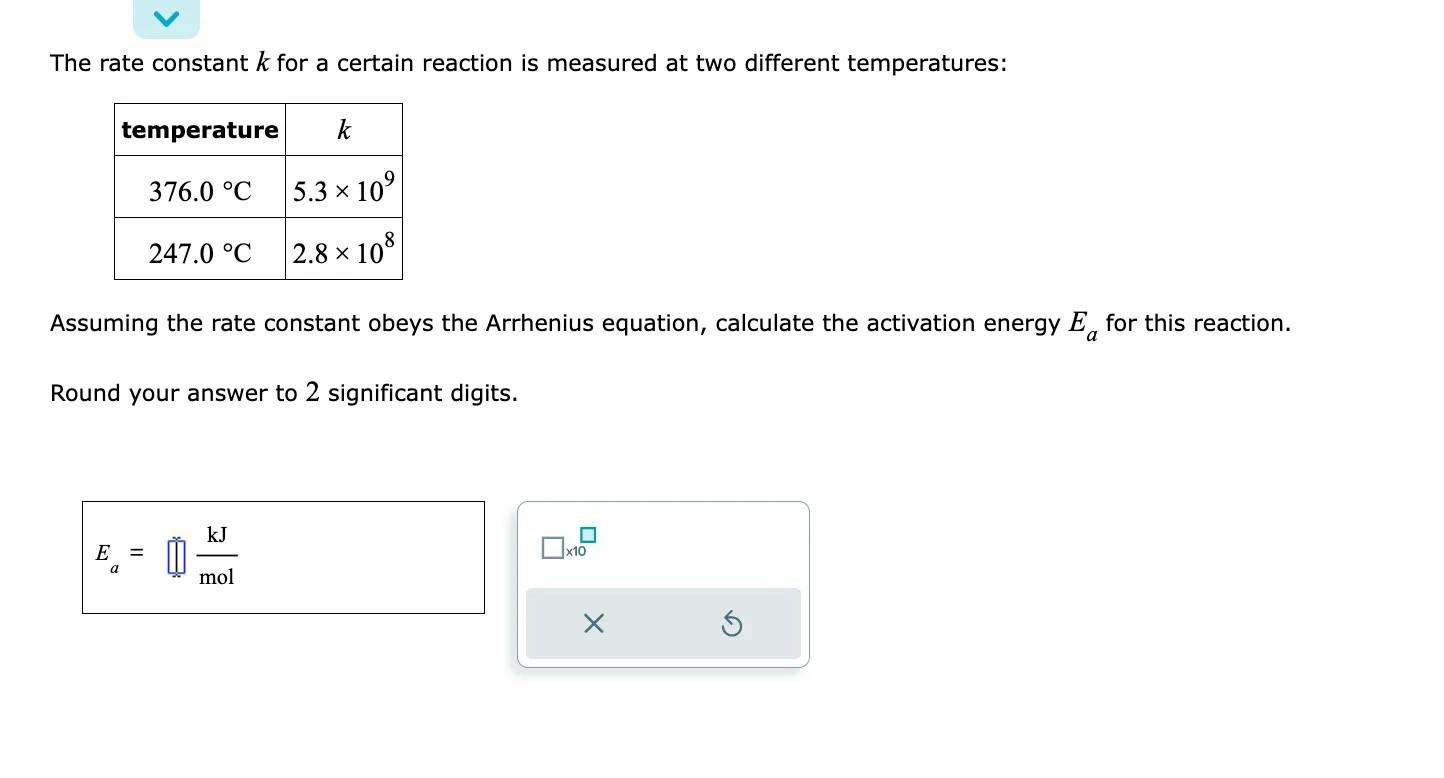 Solved The rate constant k for a certain reaction is | Chegg.com
