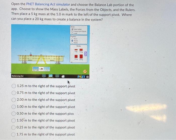 Solved Open the PhET Balancing Act simulator and choose the