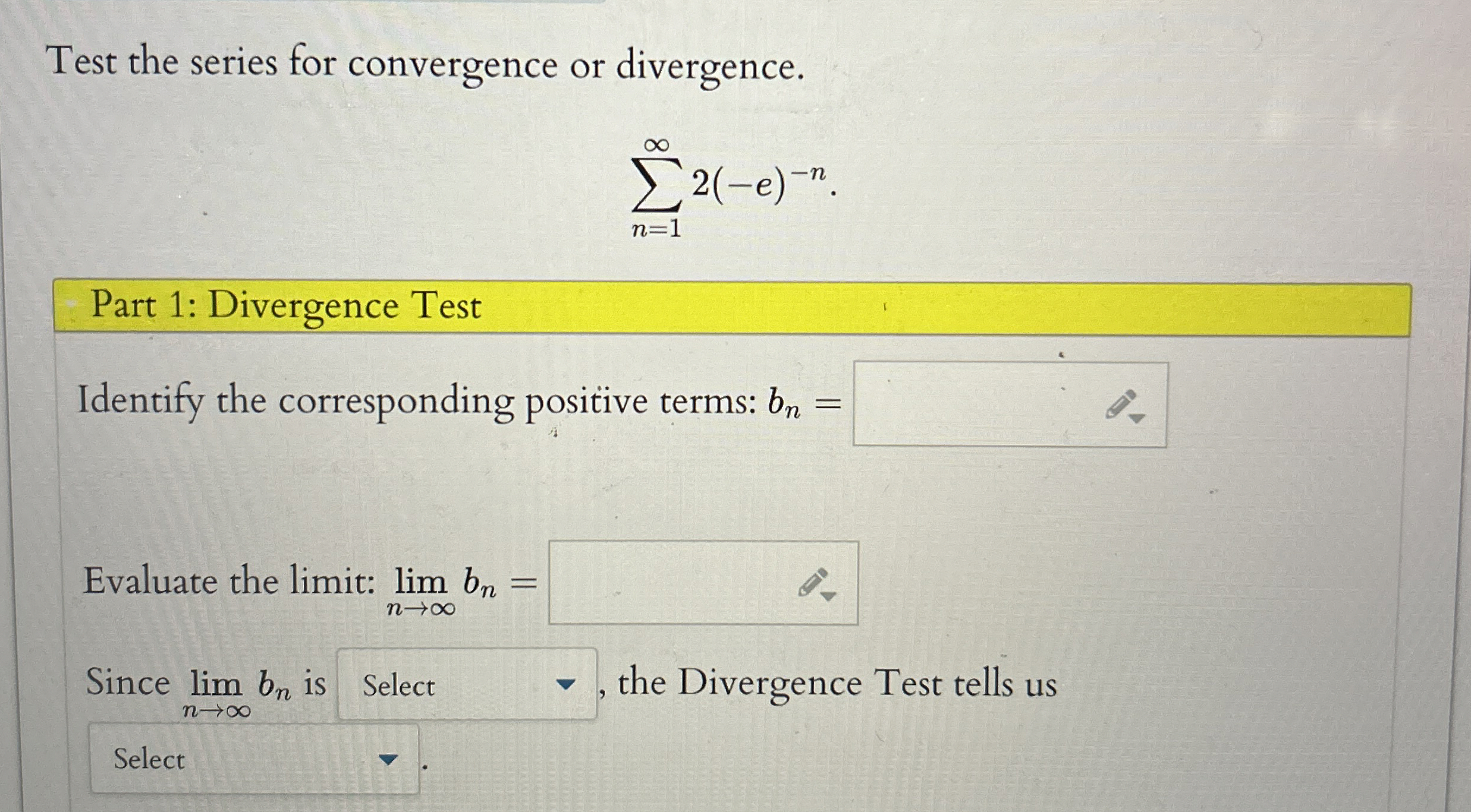 Solved Test the series for convergence or | Chegg.com