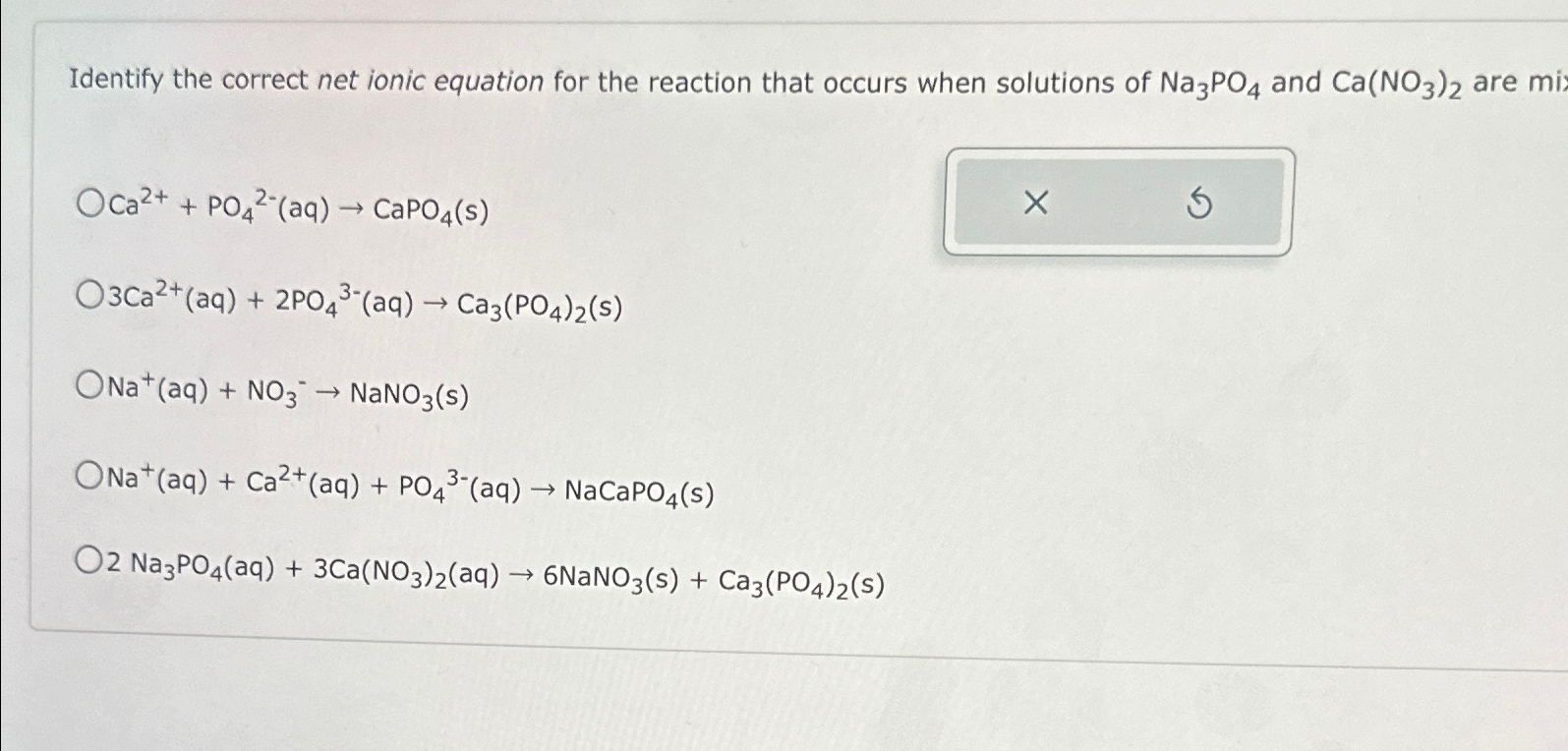 Solved Identify The Correct Net Ionic Equation For The