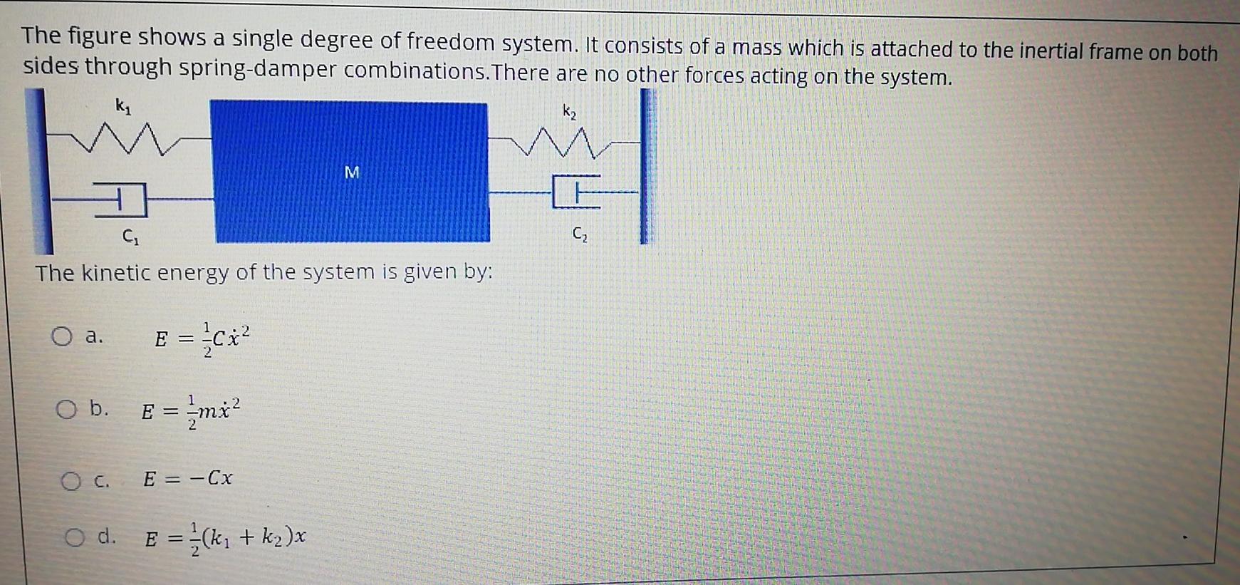 Solved The figure shows a single degree of freedom system. | Chegg.com