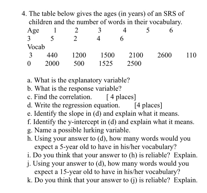 Solved 4. The table below gives the ages (in years) of an | Chegg.com