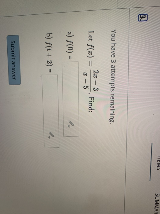 Solved ITEMS SUMMAR 3 You have 3 attempts remaining. 2.2 - 3 | Chegg.com