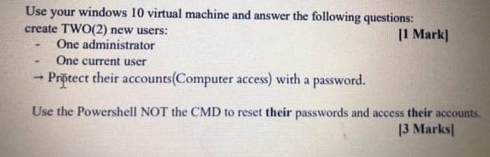 Solved Use your windows 10 virtual machine and answer the | Chegg.com