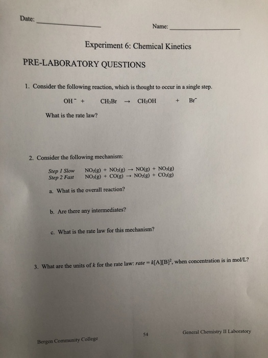 experiment 6 chemical kinetics