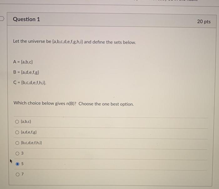 Solved Question 1 Pts Let The Universe Be A B C D E F Chegg Com