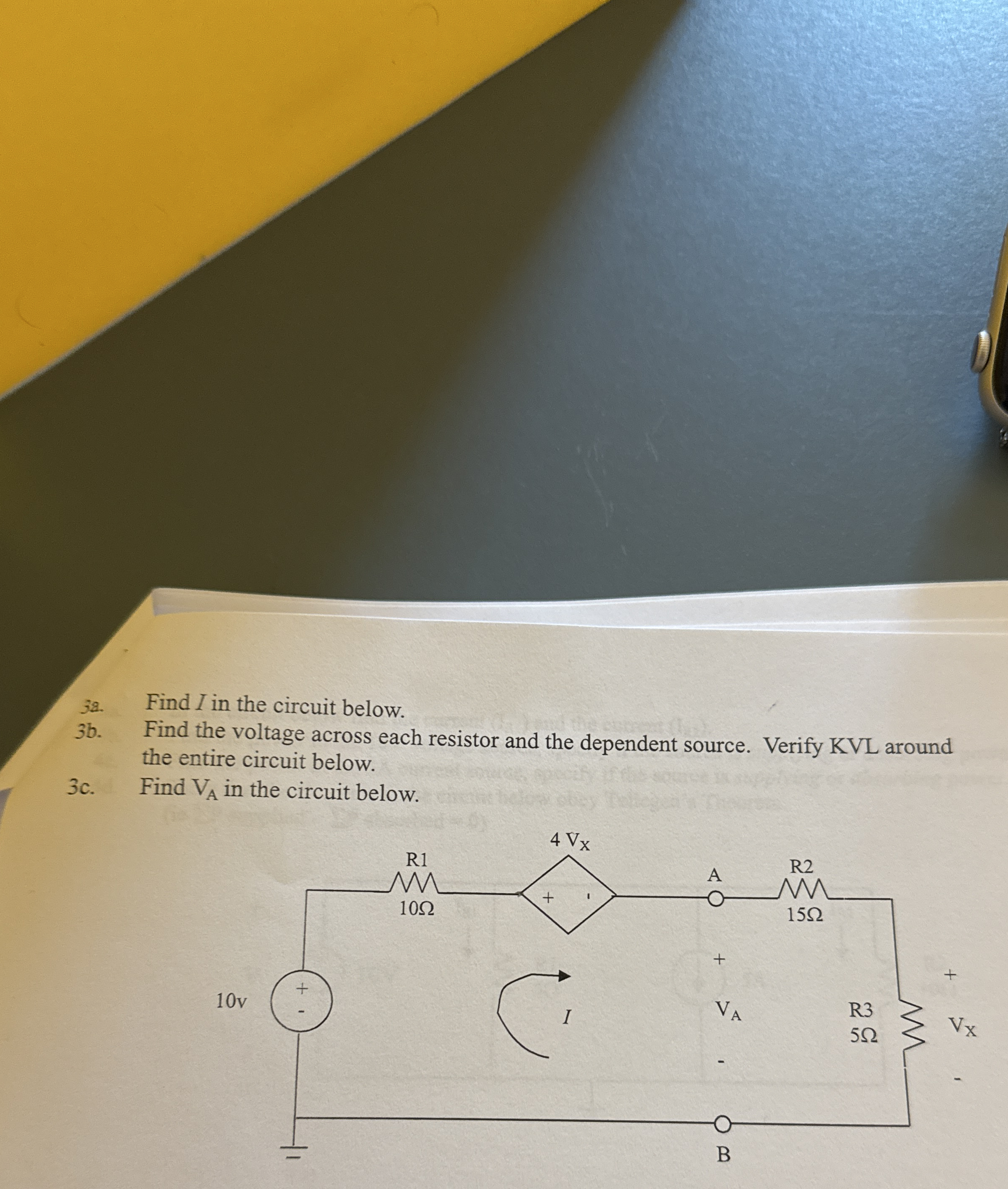 Solved 3a. ﻿Find I in the circuit below.3b. ﻿Find the | Chegg.com