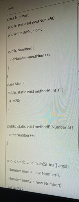 Solved What is the output from the Java class Number public | Chegg.com