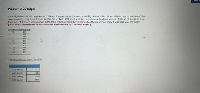 Solved SERT Problem 3-20 (Algo) An analyst must decide | Chegg.com