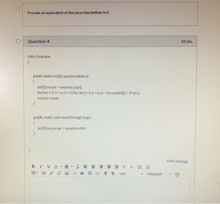 Solved Inc Programming Provide An Equivalent Of The Java