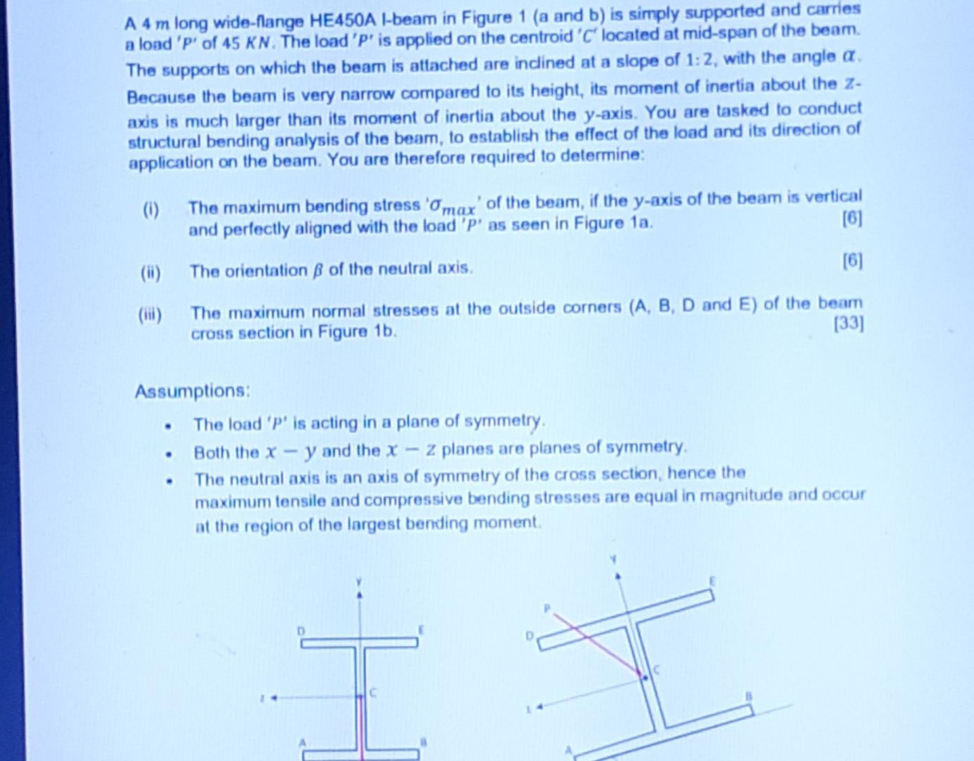 Solved A 4 m long wide-flange HE450A l-beam in Figure 1 (a | Chegg.com