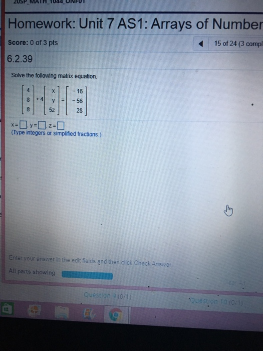Unit 7 Homework 4 Arrays Answers.pdf Solved ZUSP MATH 1044 UNFUT Homework: Unit 7 AS1: Arrays of | Chegg.com