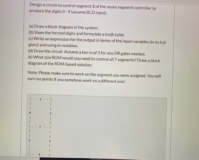 Solved Design a circuit to control segment 1 of the seven | Chegg.com