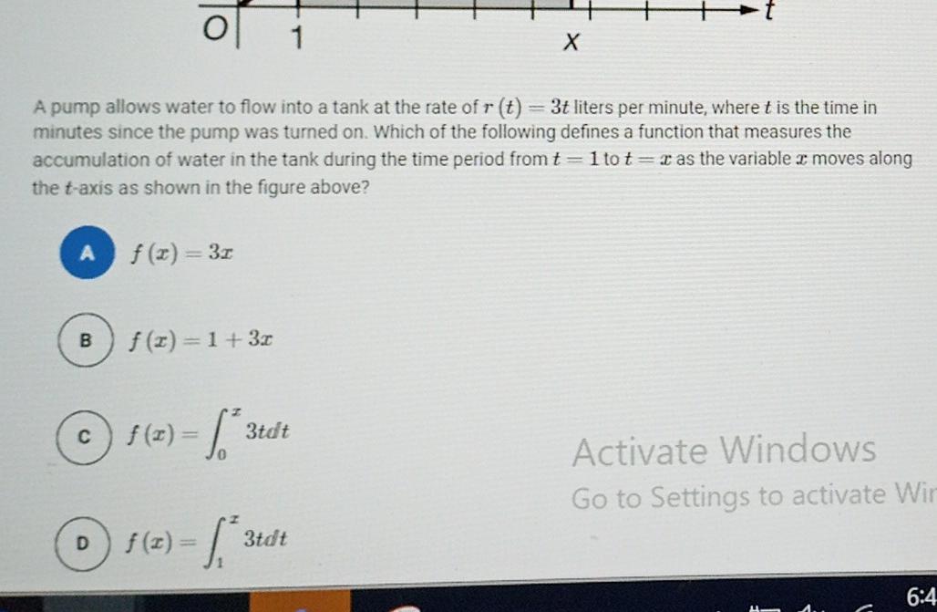 Solved X A pump allows water to flow into a tank at the rate