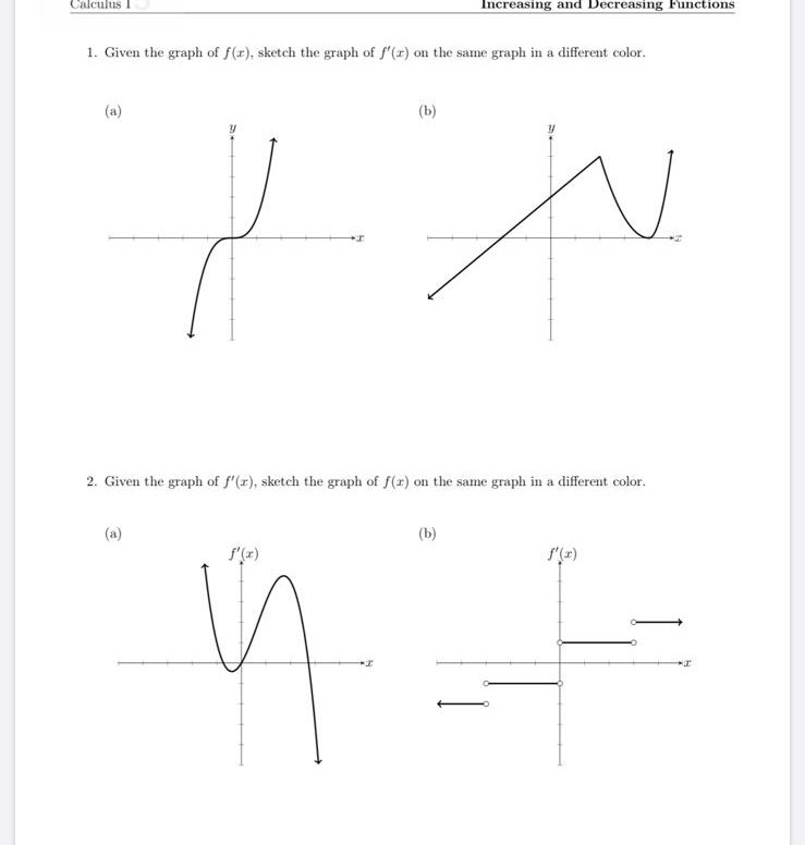 Solved Calculus Increasing and Decreasing Functions 1. Given | Chegg.com