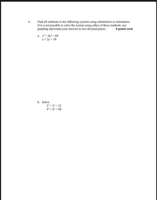 Solved Find all solutions to the following systems using | Chegg.com