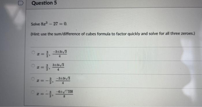 Solve 8 X 3 27