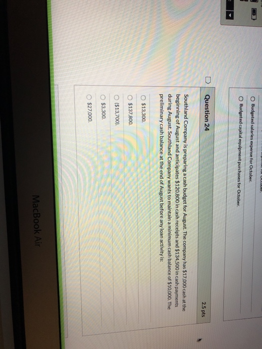 Solved Question 27 2.5 pts Fortune Company's direct
