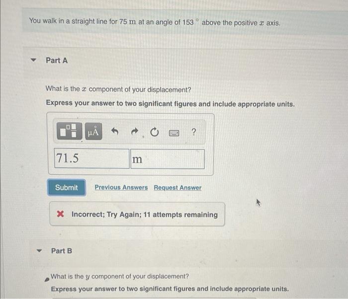 Solved Plesse Answer Part A & B I Tried Doing Sin(27) X 75 | Chegg.com